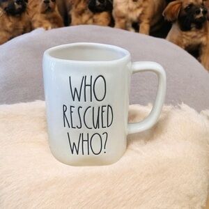 Rae Dunn Who Rescued Who Mug NWT